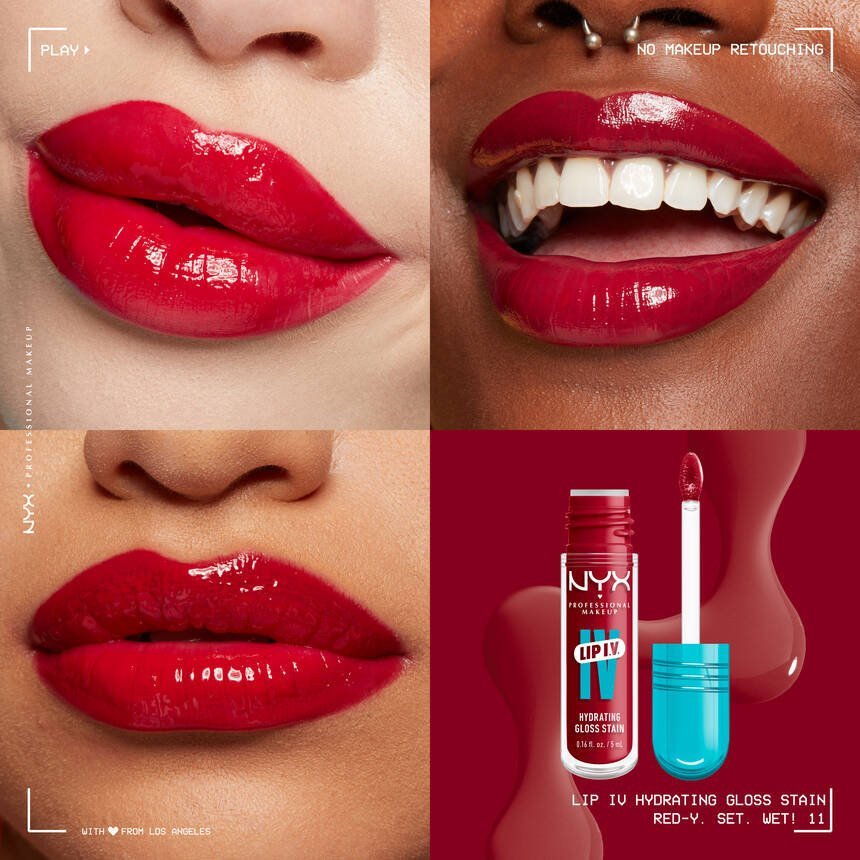 NYX Lip IV Hydrating Gloss Stain - 11 Red-Y. Set. Wet!